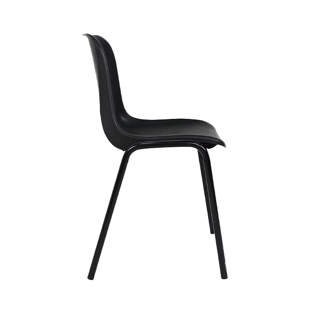 Silla de plástico apilable, sillas con marco de metal sin brazos para sala de espera de visitantes del personal ZG22-023