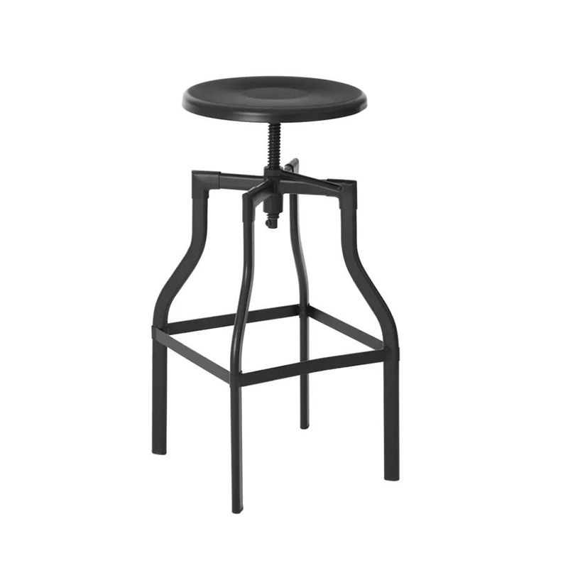 Taburetes de estilo industrial, silla sin respaldo ajustable con asiento de madera y base de metal ZG18-038