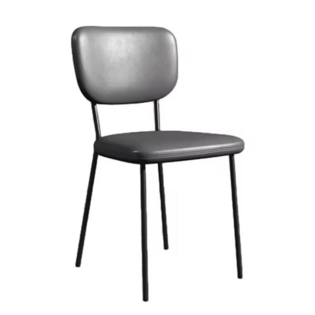 Patas de metal de cuero PU acolchado de terciopelo Cómoda silla de comedor de ocio con respaldo cuadrado (ZG23-068)