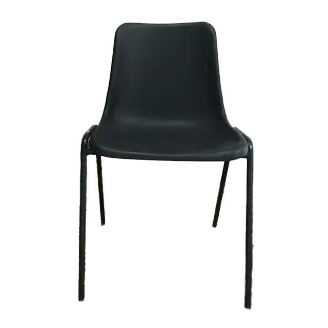 Silla de plástico apilable, sillas con marco de metal sin brazos para sala de espera de visitantes del personal ZG22-023