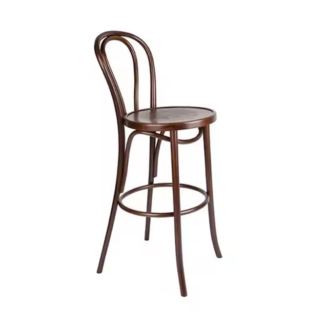 Silla de comedor para banquetes y cafetería moderna de alta calidad, taburete de madera maciza, silla de ratán de Bar Thonet (ZG25-001)