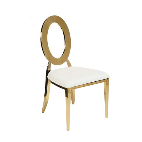 Silla de comedor de boda para banquetes, apilable, con respaldo hueco redondo de acero de diseño moderno, venta al por mayor (ZG50-009)