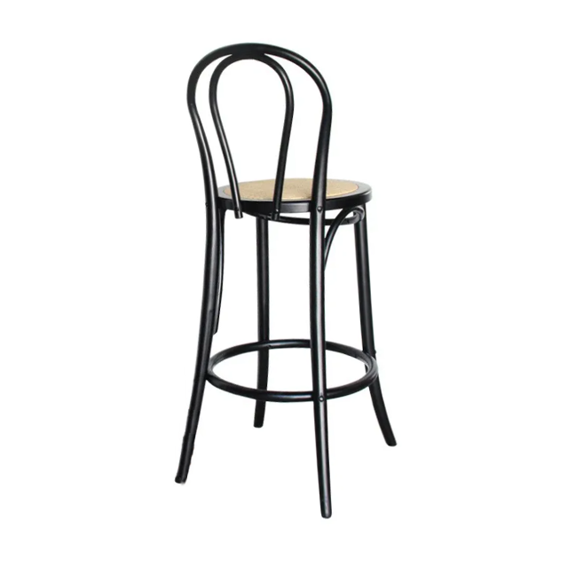 Silla de comedor para banquetes y cafetería moderna de alta calidad, taburete de madera maciza, silla de ratán de Bar Thonet (ZG25-001)