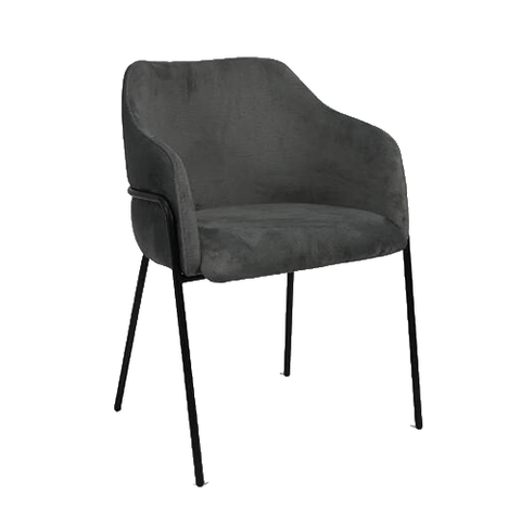 Silla de comedor moderna y cómoda de tela gris claro contemporánea de tela de terciopelo (ZG23-078)