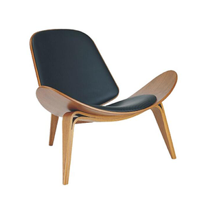 Venta al por mayor de muebles curvos, sillón nórdico moderno de madera con forma de concha de tres patas (ZG19-017)