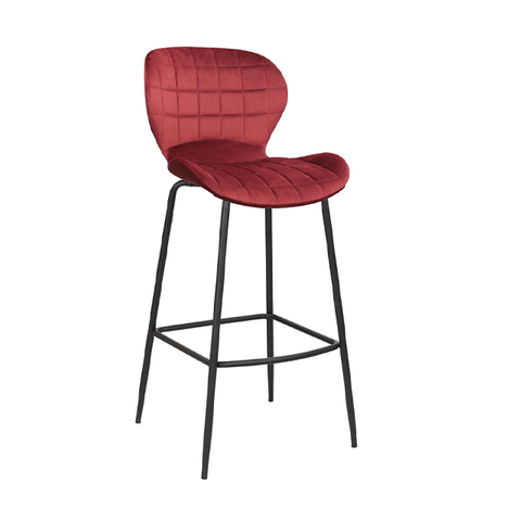 Silla alta de tela de terciopelo, silla de bar de ocio de metal vintage creativa con reposapiés (ZG21-012)