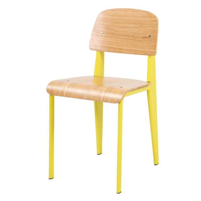 Precio al por mayor de alta calidad de madera industrial y hierro Silla de Metal Tolix Bistro Industrial Silla de Comedor (ZG23-010)