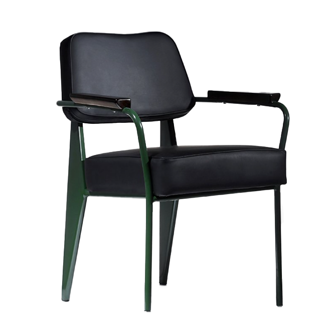 Directamente al por mayor de fábrica con reposabrazos Accent Silla de comedor de cuero marrón Metal Tolix Bistro Industrial Silla de Comedor (ZG23-007)