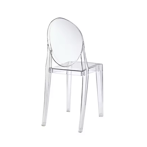 Silla fantasma de plástico, sillas laterales de comedor, silla de boda de alquiler apilable transparente ZG50-025